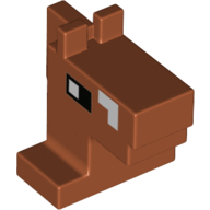 Animal Body Part, Horse Head 1 x 2 with Pixelated White Squares and Brown Nose Print (Dark Orange)