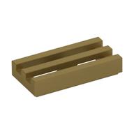 Tile Special 1 x 2 Grille with Bottom Groove (Metallic Gold)