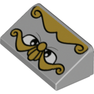 Brick Sloped 30° 1 x 2 x 2/3 with Eyes, Yellow Decorations Print (Chef Bouche) (Light Bluish Gray)