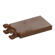 Tile Special 2 x 3 with 2 Clips without Tab between Clips (Reddish Brown)