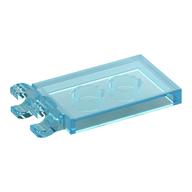 Tile Special 2 x 3 with 2 Clips without Tab between Clips (Trans-Light Blue)