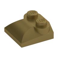 Brick Curved 2 x 2 x 2/3 Two Studs and Curved Slope End (Metallic Gold)