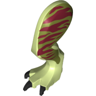Animal Body Part, Dinosaur, Tyrannosaurus Rex Leg, Left, with Pin Dark Red Markings on Olive Green Print (Yellowish Green)