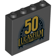 Brick 1 x 4 x 3 with '50 LUCASFILM Ltd' Print (Black)