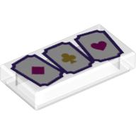 Tile 1 x 2 with 3 Playing Card Print (Trans-Clear)