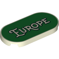 Tile Round 2 x 4 with 'Europe' on Green Background Print (Glow in Dark White)