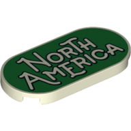 Tile Round 2 x 4 with 'North America' on Green Background Print (Glow in Dark White)