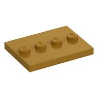 Plate Special 3 x 4 with 1 x 4 Center Studs [Plain] (Pearl Gold)