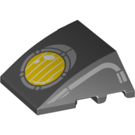 Brick Wedged, Curved 4 x 3 No Studs with Yellow headlight Print (Black)