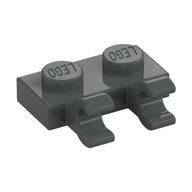 Plate Special 1 x 2 with Clips Horizontal [Open O Clips] (Dark Bluish Gray)
