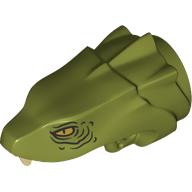 Animal / Creature Body Part, Snake / Dragon Head Upper Jaw with 3 Ridges, Yellow Eyes Print (Olive Green)