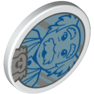 Road Sign Clip-on 2 x 2 Round with Metallic Light Blue Maurice Bust with Bushy Eyebrows and Moustache Print (White)