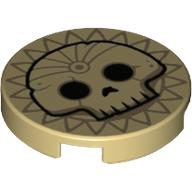 Tile Round 2 x 2 with Skull, Sun Print (Tan)