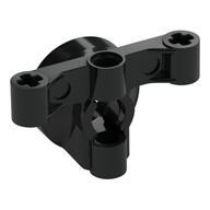 Technic Steering Wheel Hub Holder with 2 Pin Holes and 2 Axle Holes, No Slots (Black)