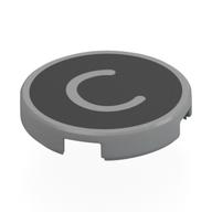Tile Round 2 x 2 with 'C' on Black Background Print (Light Bluish Gray)