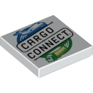 Tile 2 x 2 with 'CARGO CONNECT' Print (White)