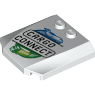 Brick Wedged, Curved Triple 4 x 4 x 2/3, 2 Studs with 'CARGO CONNECT' Print (White)