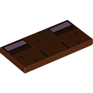 Tile 2 x 4 with Dark Brown Pixels, Bright Pink Eyes Print (Reddish Brown)