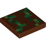 Tile 2 x 2 with Lime/Green/Dark Green Pixels Print (Reddish Brown)