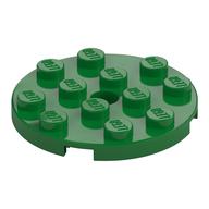 Plate Round 4 x 4 with Pin Hole (Green)
