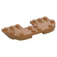 Plate Round Corners Double 4 x 8 with 2 x 2 Cutout and 2 x 8 Raised Studs, Reduces Nubs (Medium Nougat)