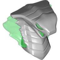 Minifig Head Special Snake, Cobra with Open Mouth with Trans-Green Eyes, Flames (Light Bluish Gray)