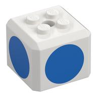 Brick Special Cube with 2 x 2 Studs on Top, and Blue Circles Print (White)
