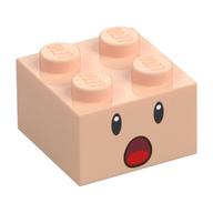 Brick 2 x 2 with Face, Surprised Open Mouth Print (Light Nougat)