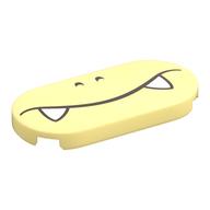 Tile Round 2 x 4 with Face, White Fangs Print (Bright Light Yellow)