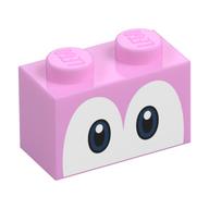 Brick 1 x 2 with Blue Eyes (Yoshi) Print (Bright Pink)