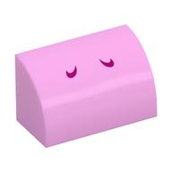 Brick Curved 1 x 2 x 1 No Studs with Dark Pink Lines (Yoshi Nostrils) Print (Bright Pink)