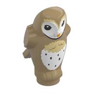 Animal, Bird, Owl Small, Tan and White Plumage Print (Dark Tan)