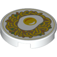 Tile Round 2 x 2 with Fried Egg, Noodles Print (White)