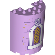 Cylinder Half 3 x 6 x 6 with 1 x 2 Cutout with Window, White Border, Lion Head Print (Lavender)