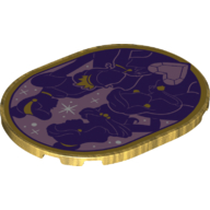 Tile Round 6 x 8 with Belle/Cinderella/Tiana/Ariel Silhouette Print (Pearl Gold)
