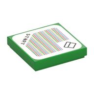 Tile 2 x 2 with 'Start' and Pipe with Squared Border, and Barcode Print (Sticker) (Bright Green)