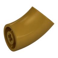 Brick Round 2 x 2 D. Tube with 45° Elbow and Axle Holes (Crossholes) at Each End [SHORT] (Pearl Gold)