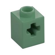 Technic Brick 1 x 1 with Axle Hole (Sand Green)