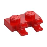 Plate Special 1 x 2 with Clips Horizontal [Open O Clips] (Red)
