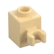 Brick Special 1 x 1 with Clip Vertical [Open O Clip, Hollow Stud] (Tan)