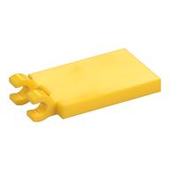 Tile Special 2 x 3 with 2 Clips without Tab between Clips (Yellow)