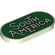Tile Round 2 x 4 with 'South America' on Green Background Print (Glow in Dark White)