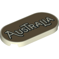 Tile Round 2 x 4 with 'Australia' on Dark Tan Background Print (Glow in Dark White)