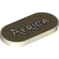 Tile Round 2 x 4 with 'Africa' on Dark Tan Background Print (Glow in Dark White)