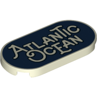 Tile Round 2 x 4 with 'Atlantic Ocean' on Dark Blue Background Print (Glow in Dark White)