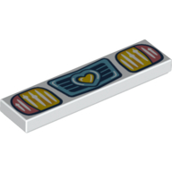 Tile 1 x 4 with Headlight, Medium Azure Grill, Yellow Heart Print (White)
