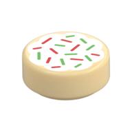Tile Round 1 x 1 with Christmas Cookie Print (Tan)