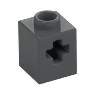Technic Brick 1 x 1 with Axle Hole (Dark Bluish Gray)