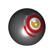 Technic Ball Joint with Yellow Eye and Red Circle Print (Black)