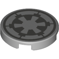 Tile Round 2 x 2 with Dark Bluish Grey Star Wars Imperial Logo Print (Light Bluish Gray)